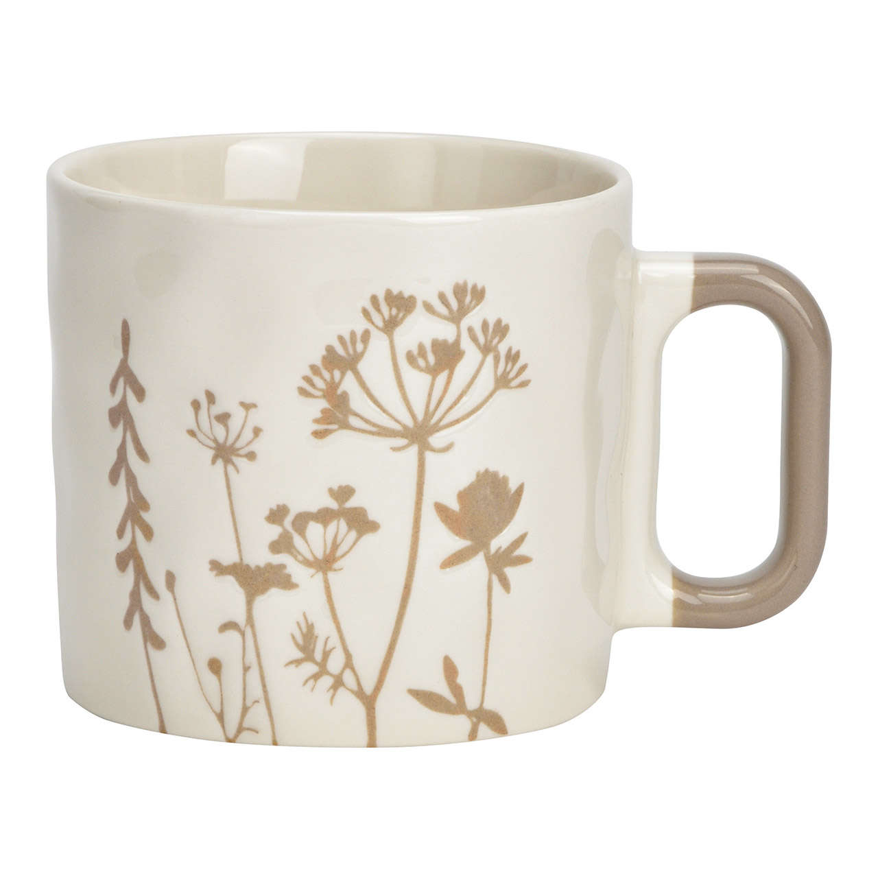 Becher Blumen Dekor aus Porzellan beige weiss