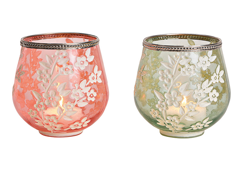 Produktbild Windlicht Grosse Windlichter in Rosa und Gruen