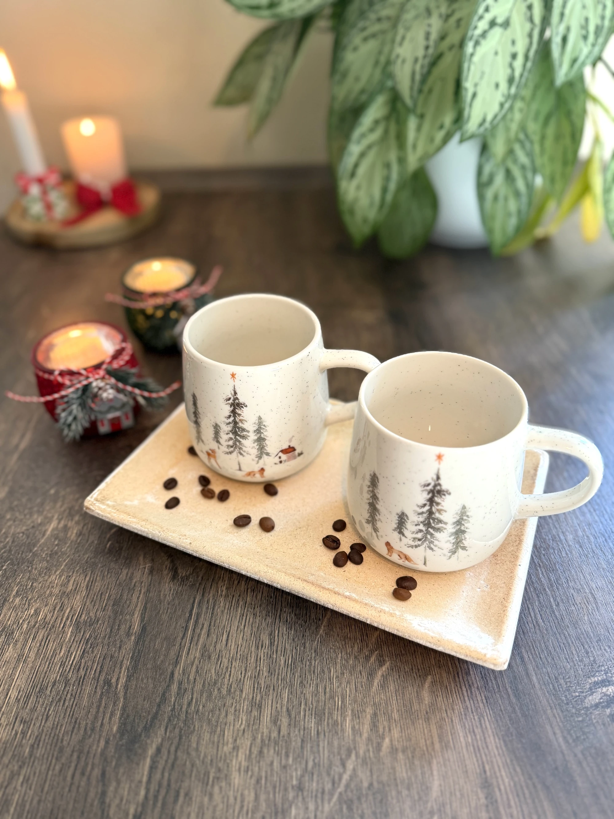 Jumbo Becher Weinachten mit Waldmotiv