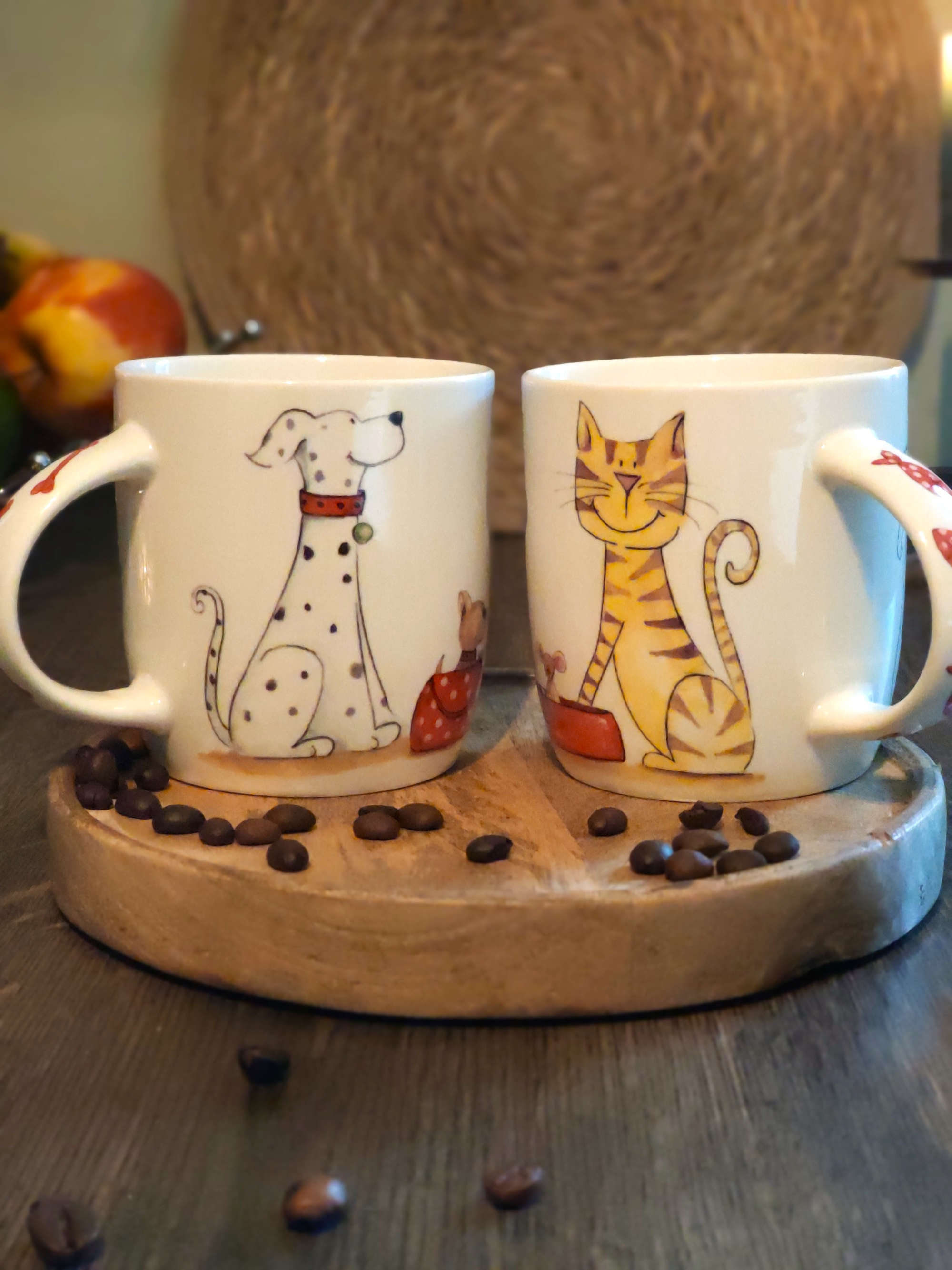 Porzellan Becher Motiv Hunde und Dekoration
