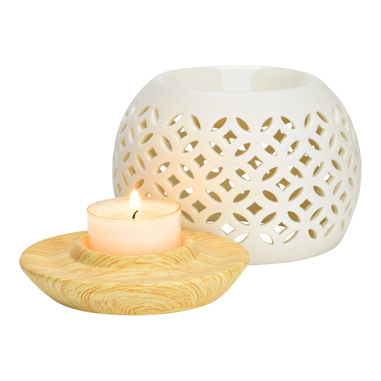 Duftlampe aus Porzellan in Weiss