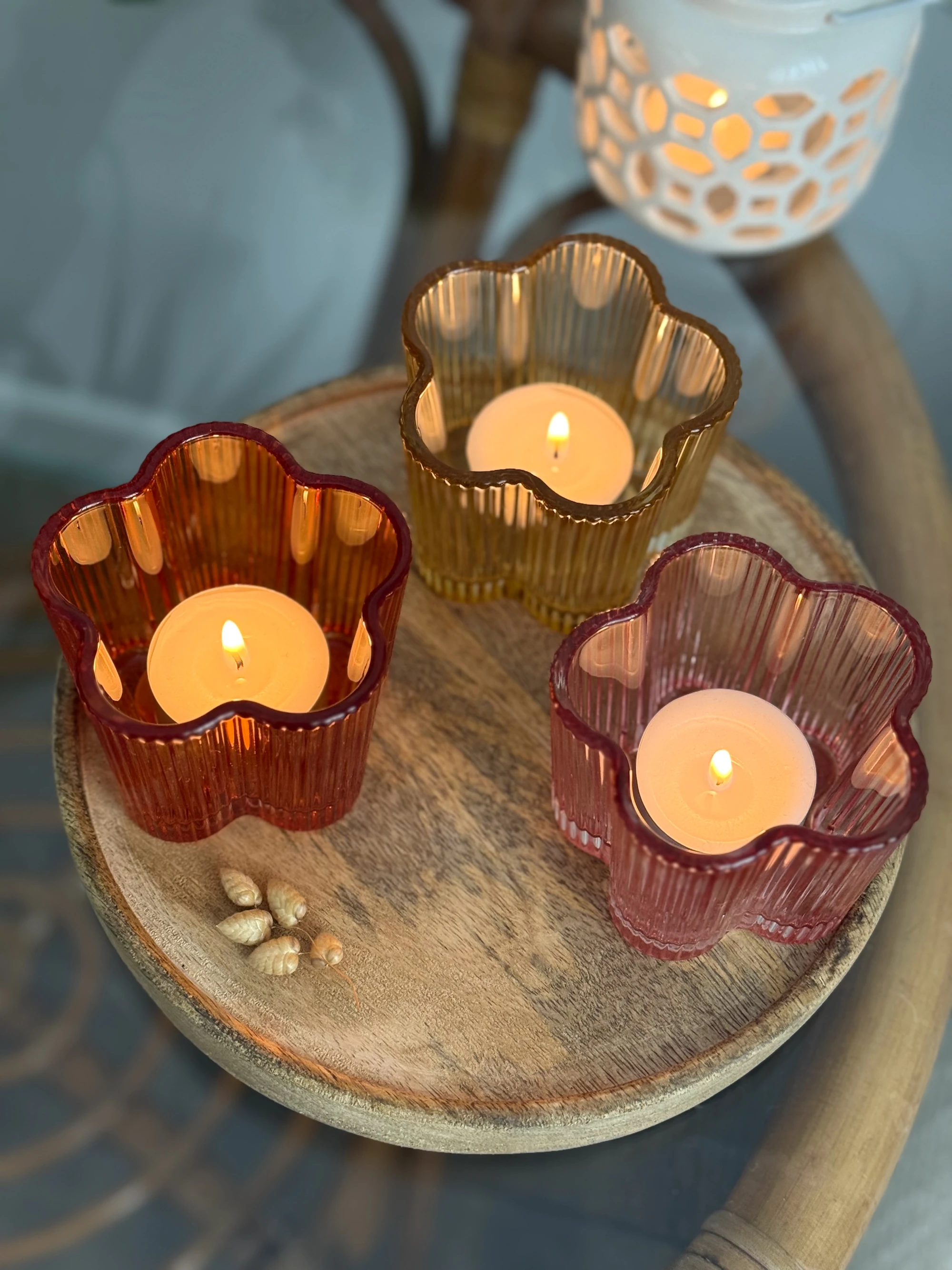 Produktbild Windlichter Windlichter Blumen Bunt mit Deko