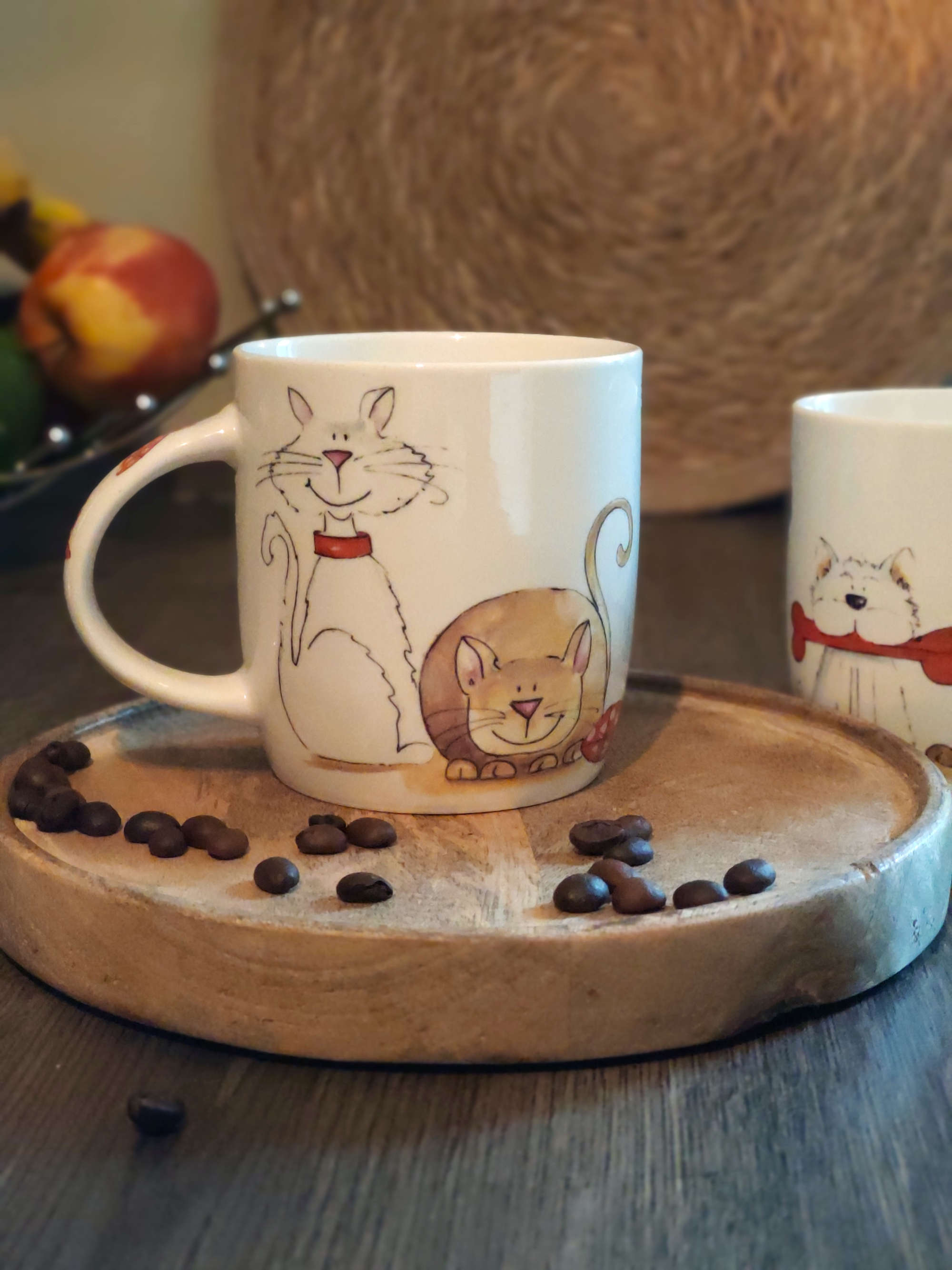 Porzellan Becher Motiv Katzen und Dekoration