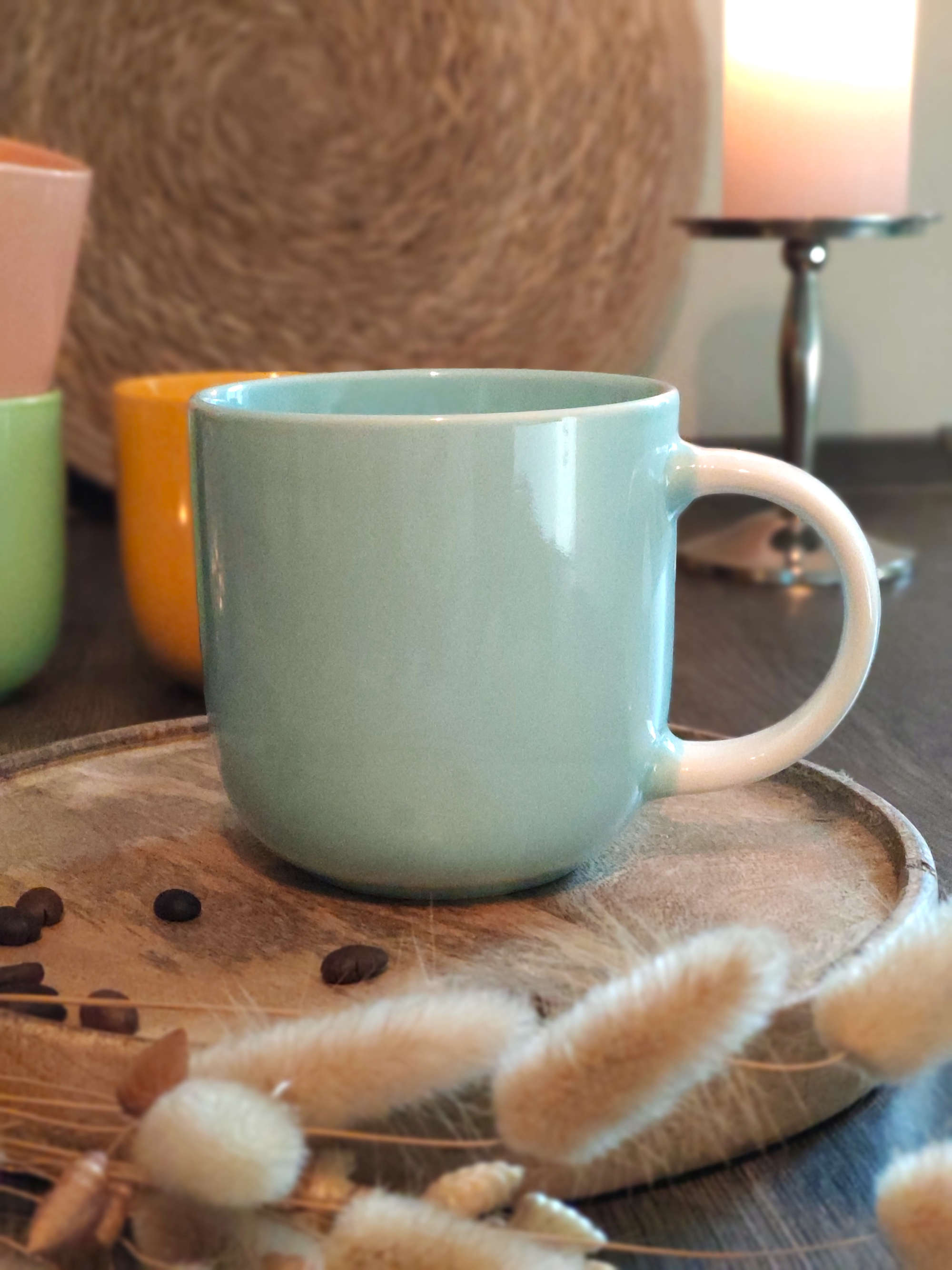 Porzellan Becher Blau mit Dekoration