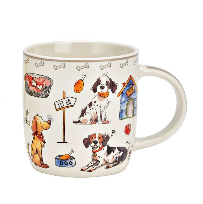Becher Porzellan Hunde Motiv