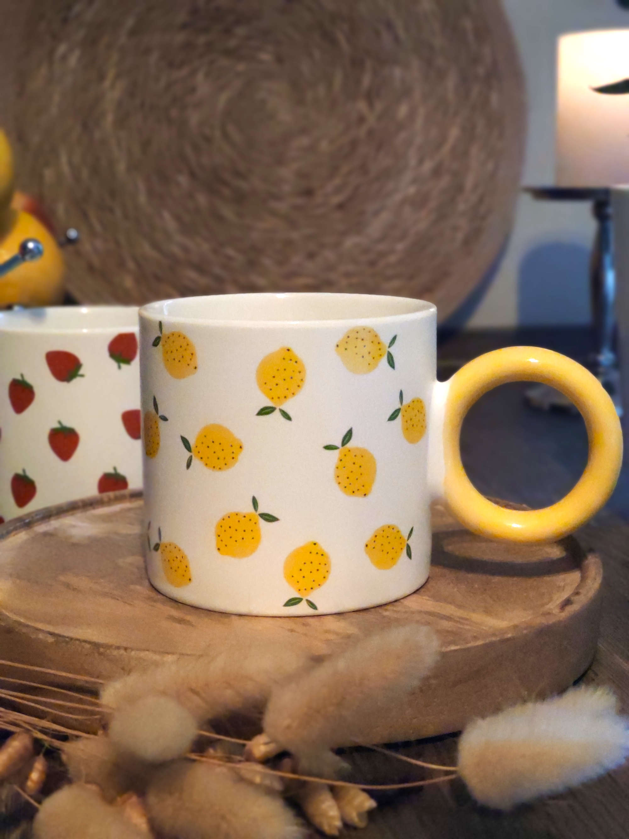 Porzellan Becher Zitrone mit Dekoration