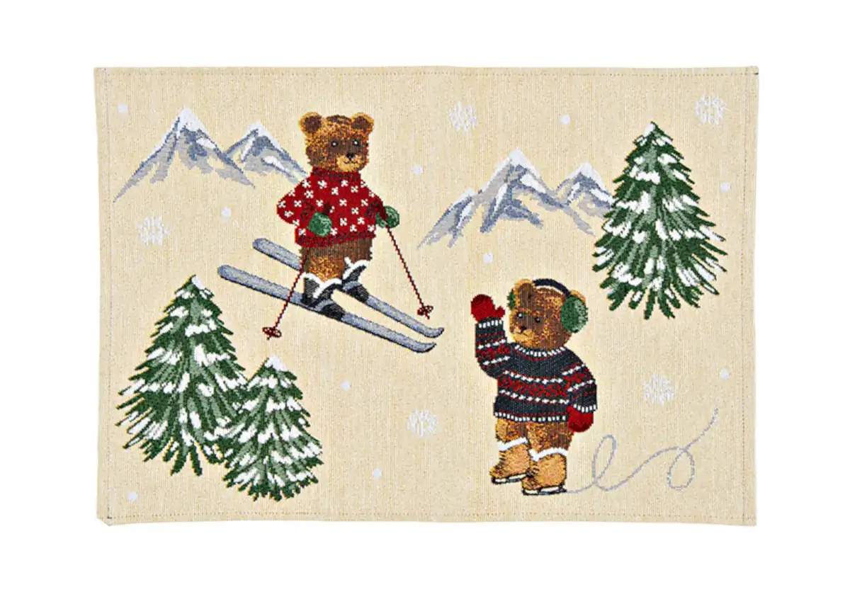 Tischsets Winterbär Weihnachten mit Deko