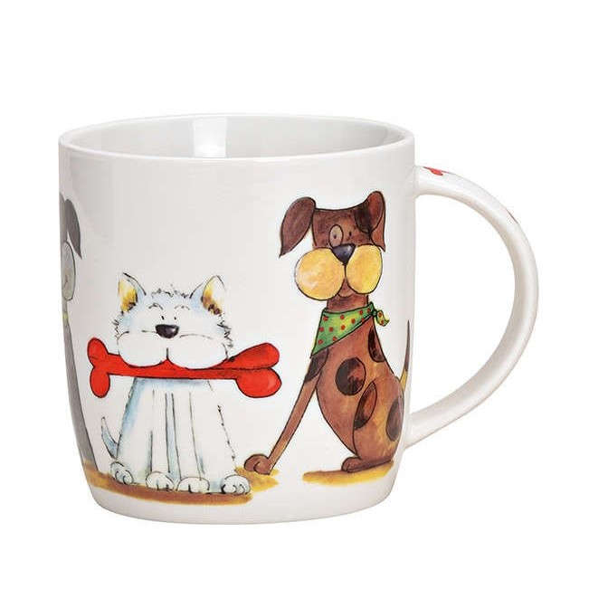 Becher Hund Dekor aus Porzellan