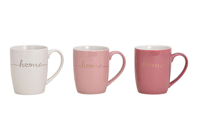 Home Tassen dreier Set Pink Rosa Weiss