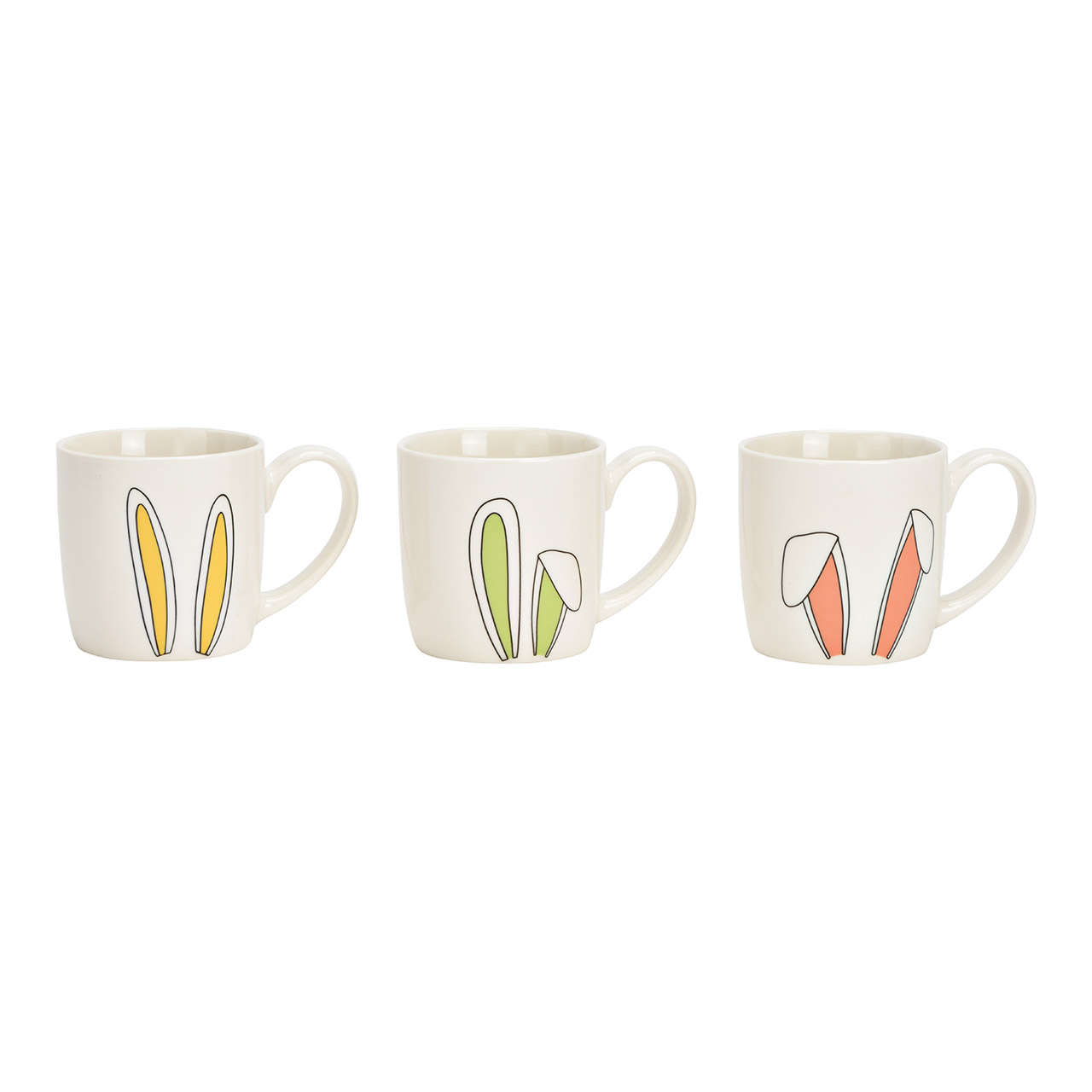Becher aus Porzellan mit Blumenwiese Motiv in Gruen, Rosa und Gelb