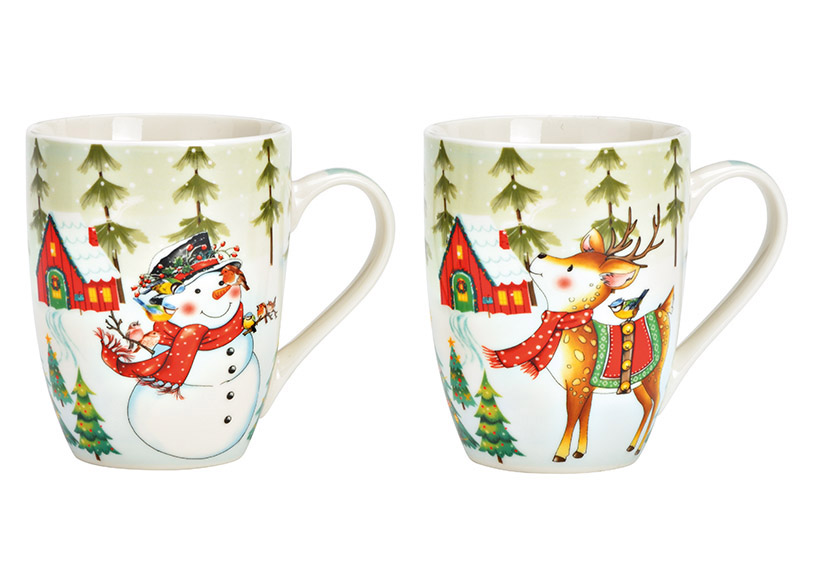 Weihnachtstassen Schneemann und Hirsch