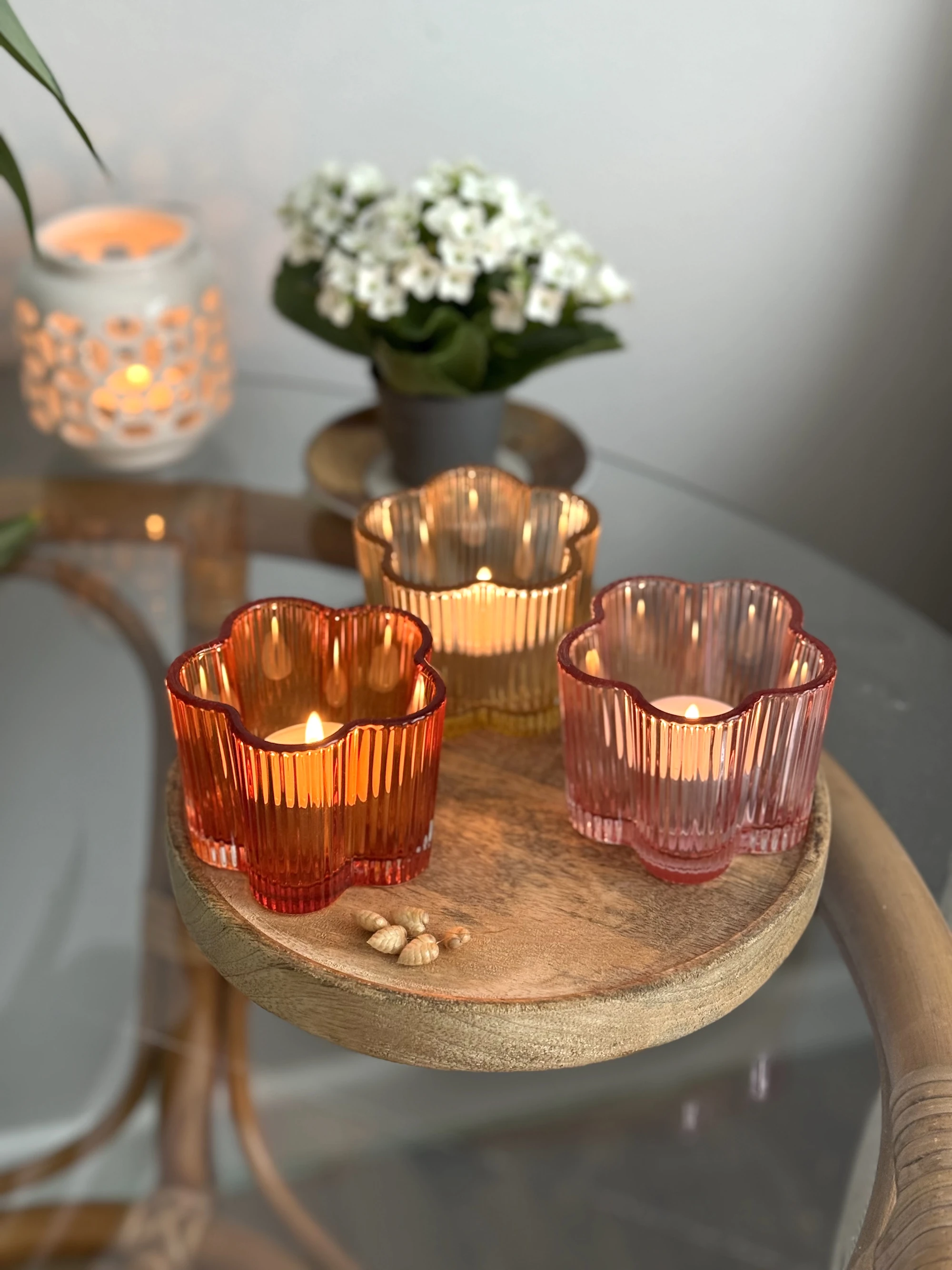 Produktbild Windlichter Windlichter Blumen Bunt mit Deko