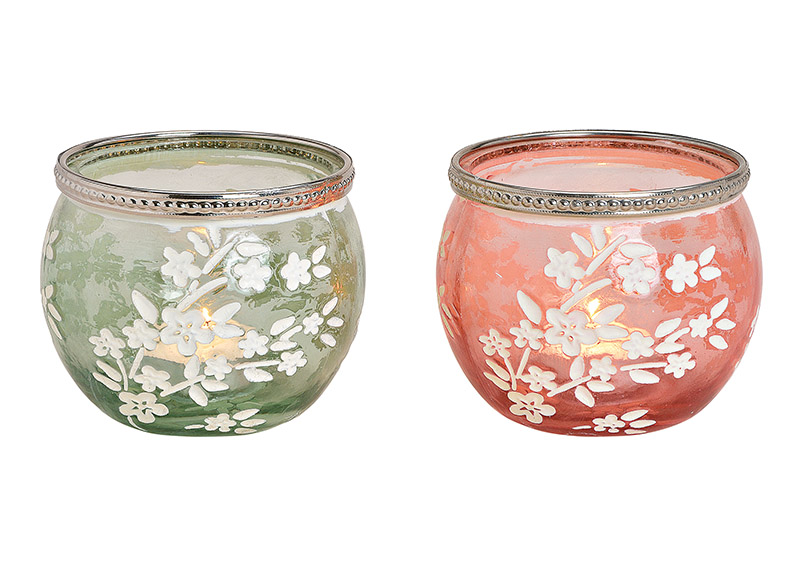 Produktbild Windlicht Zwei kleine Windlichter in Rosa und Gruen