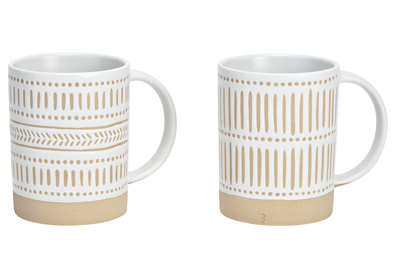 Zwei Becher aus Steingut in Boho Design