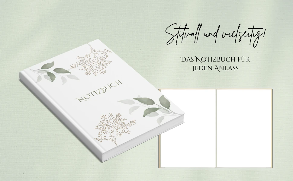 Notizbuch mit Motiv in Weiss