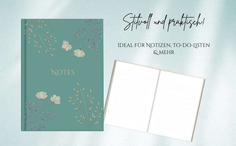 Notizbuch mit Motiv in Dunkelgrün