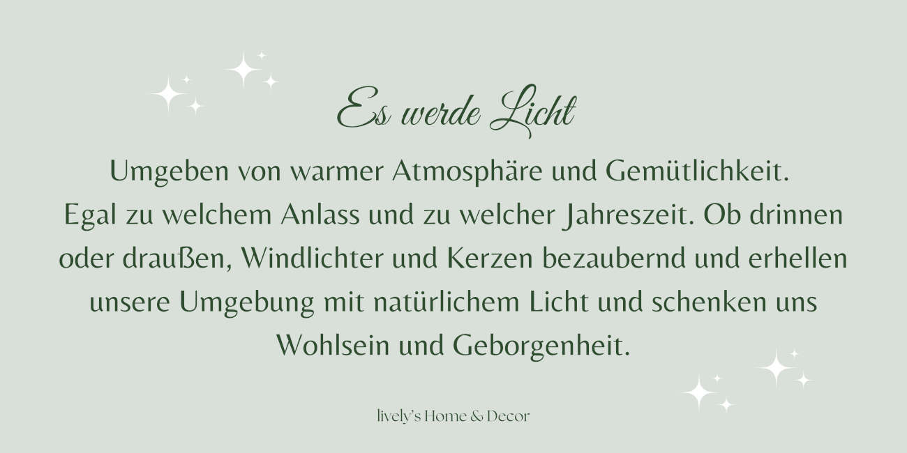 Grünes Bild mit Schrift Es werde Licht