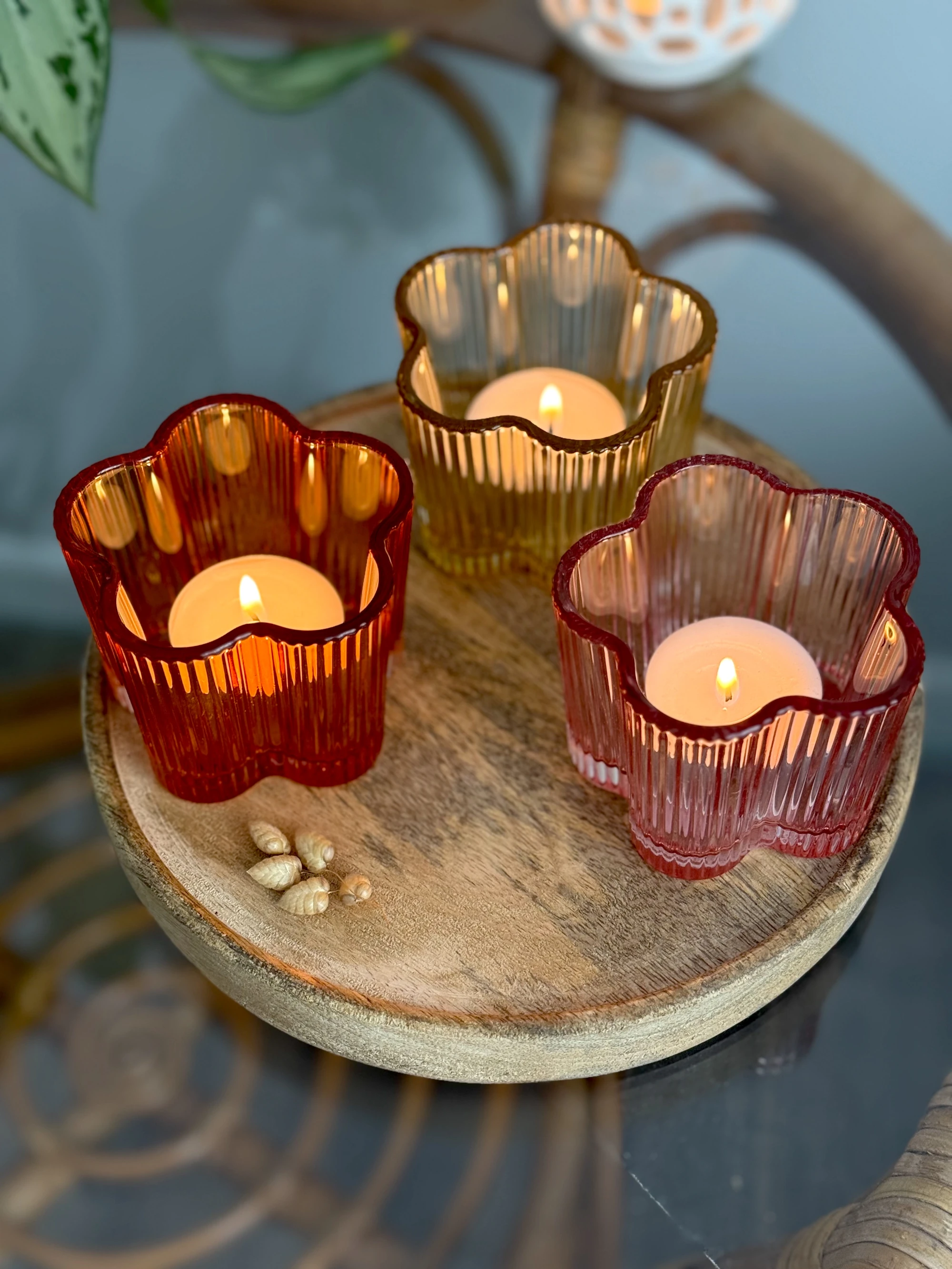 Produktbild Windlichter Windlichter Blumen Bunt mit Deko