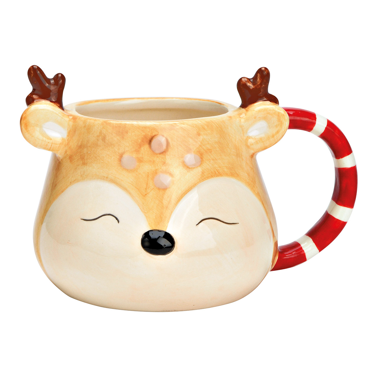 Ein Becher aus Keramik Hirsch in Beige Braun