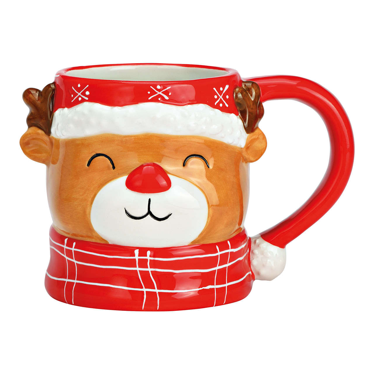 Ein Becher aus Keramik Hirsch Motiv in Rot