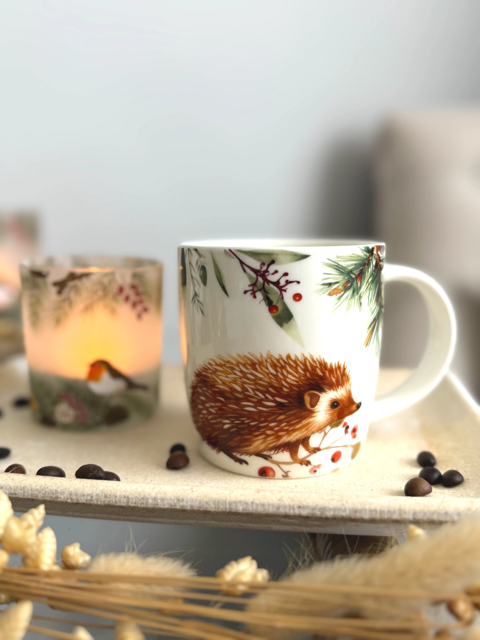 Tasse Igel Motiv mit Deko