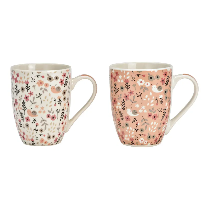 Produktbild Becher Becher Gartenmotiv Schnecken Rosa und Weiss
