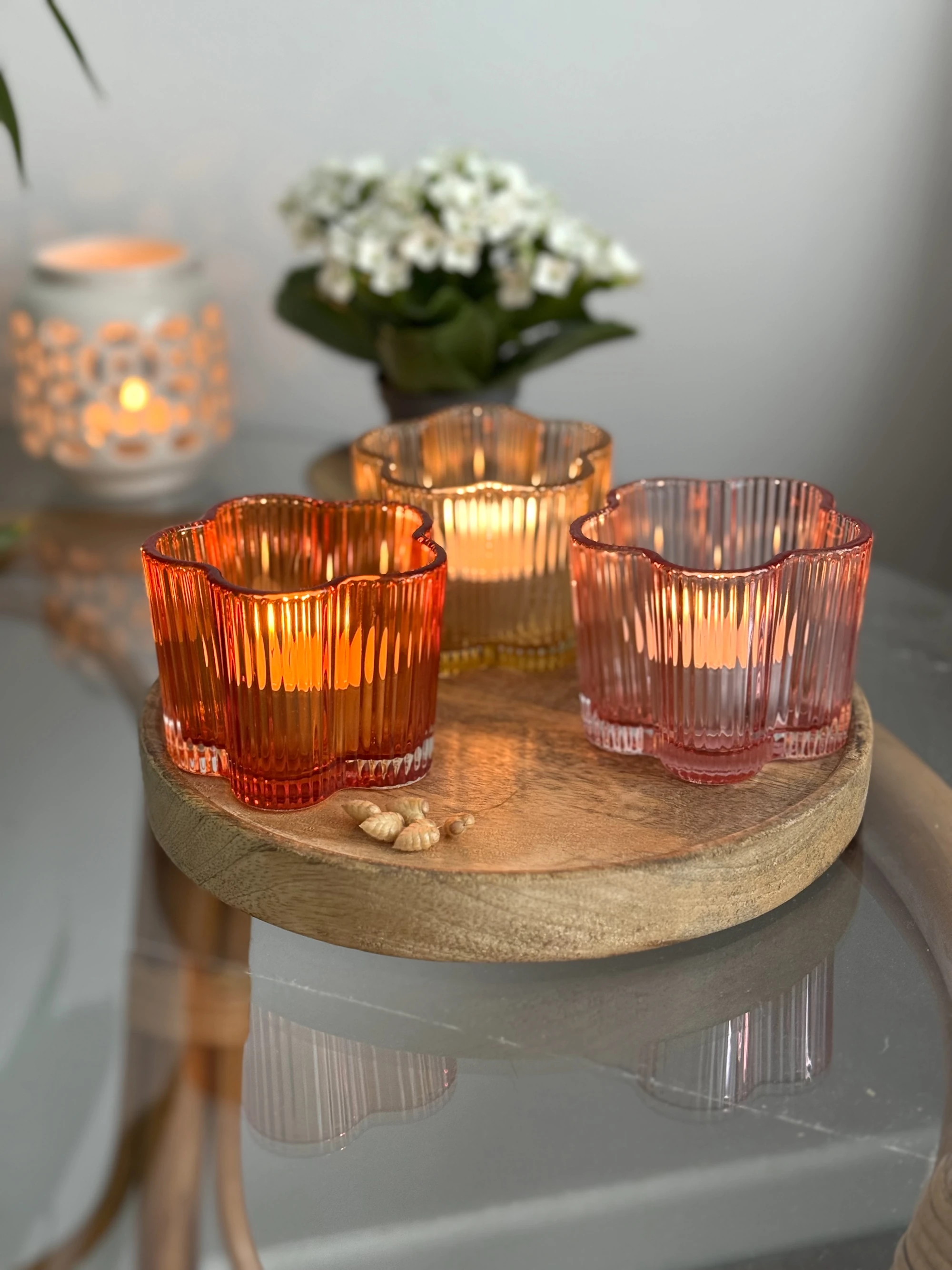 Produktbild Windlichter Windlichter Blumen Bunt mit Deko