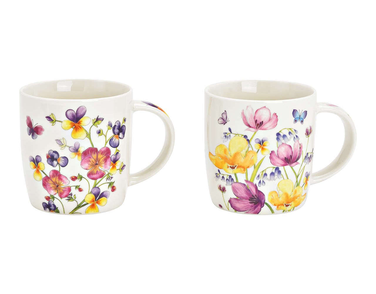 Becher Blumendekor aus Porzellan 2-fach